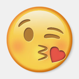 Imán redondo de emoji divertida