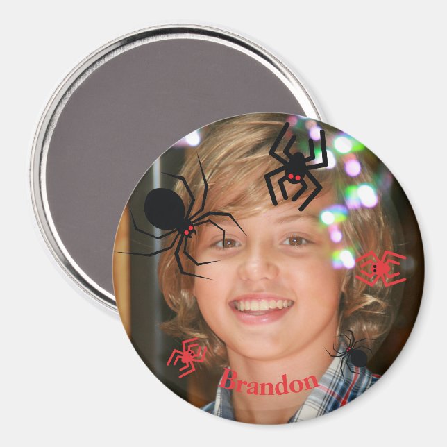 Imán redondo de foto personalizada (Anverso/Reverso)