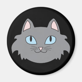 Imán Redondo de gatos de grano gris