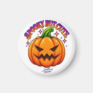Imán redondo de Halloween de calabaza espeluznante