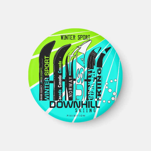 Imán redondo de la montaña de nieve para campeones (Frente)