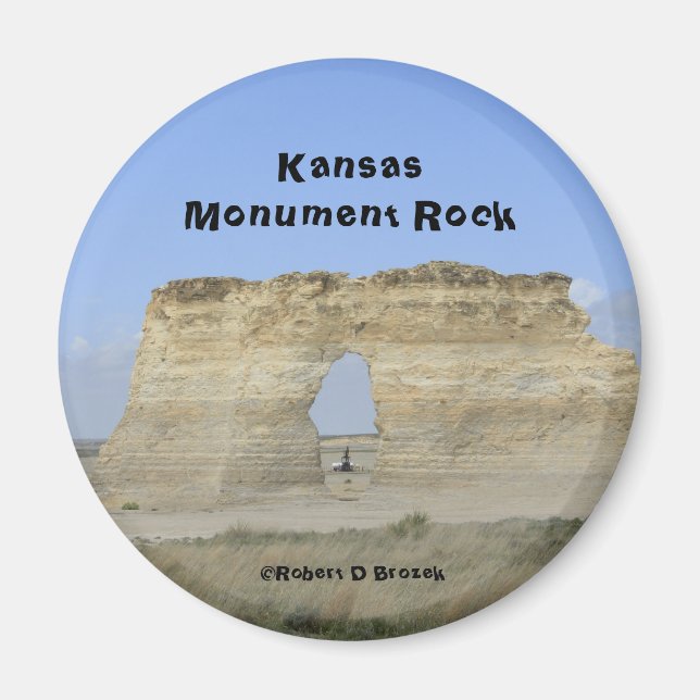 Imán redondo de la roca del monumento de Kansas (Frente)