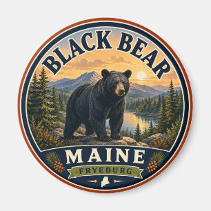 Imán redondo de Oso Negro Fryeburg Maine
