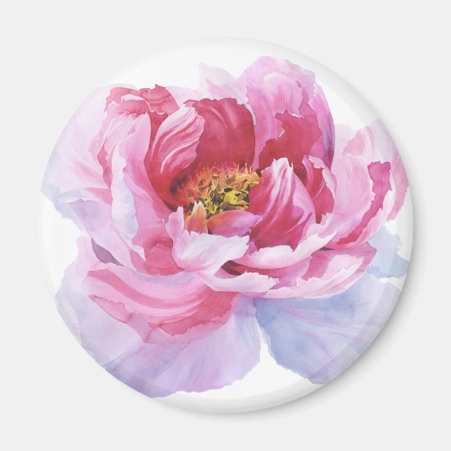 Imán redondo de peonía rosada (Frente)