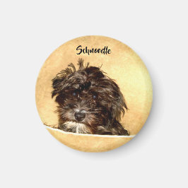 Imán redondo de perro Schnoodle