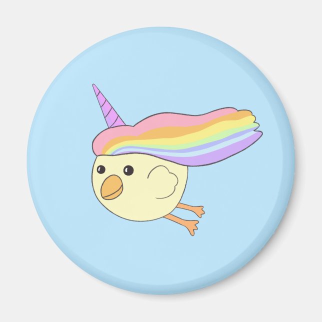 imán redondo de pollo de unicornio personalizado (Frente)