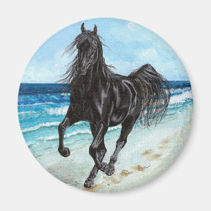 Imán redondo del caballo árabe negro del sementa