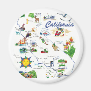 Imán redondo del mapa de Californai