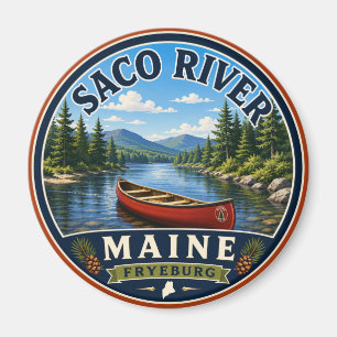 Imán redondo del río Saco Fryeburg Maine
