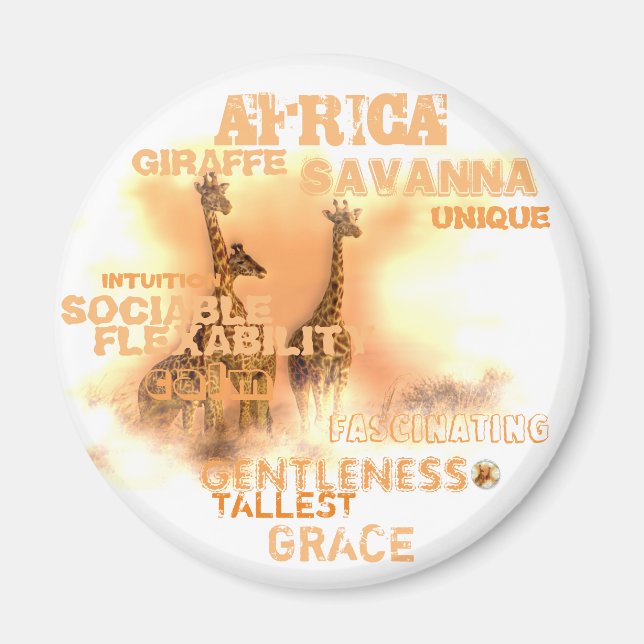 Imán redondo estándar, jirafas únicas (Frente)