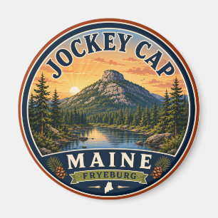 Imán Redondo Jockey Cap Fryeburg Maine