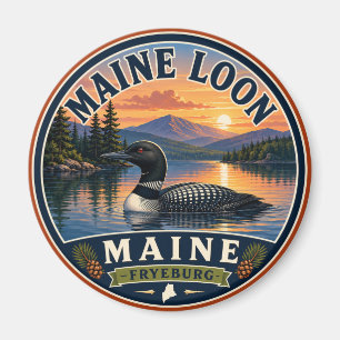 Imán redondo Maine Loon Fryeburg Maine