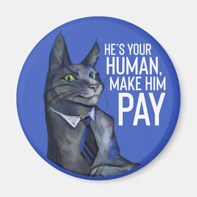 Imán Redondo Meow Meow Puffytail Magnet (Frente)