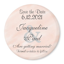 Imán Redondo Personalizado Save the Date Blush