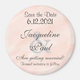 Imán Redondo Personalizado Save the Date Blush