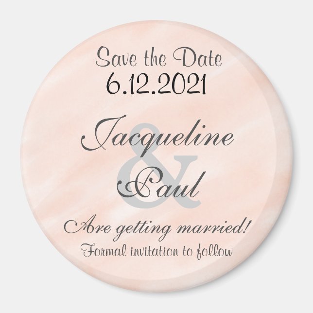 Imán Redondo Personalizado Save the Date Blush (Frente)