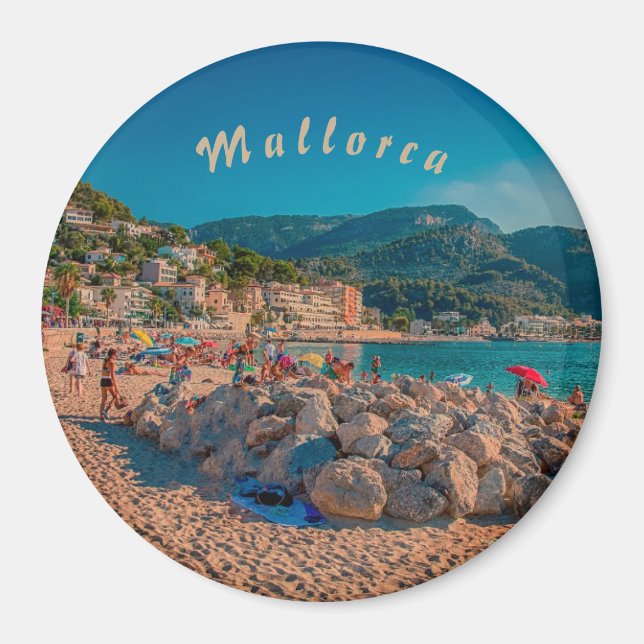imán redondo Puerto de Sóller en Mallorca (Frente)