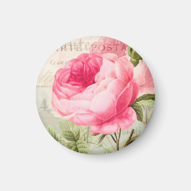 Imán Redoute Pink Rose Circle Magnet (Frente)