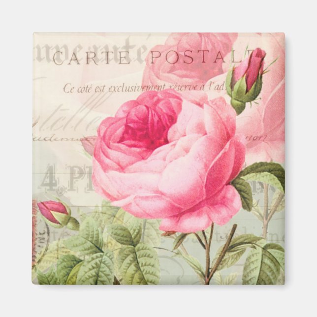 Imán Redoute Red Rose Square Magnet (Frente)