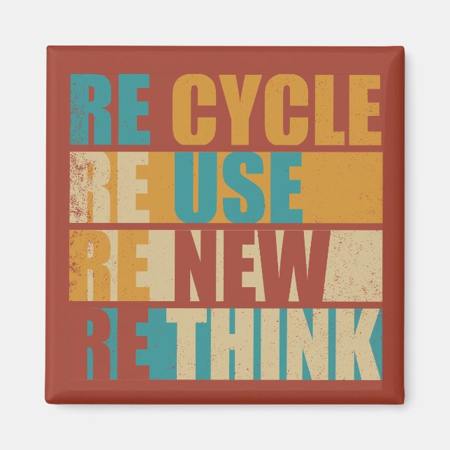 Imán Reducir la reutilización reconsiderar repensar (Frente)