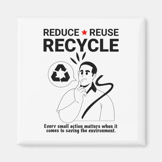 Imán Reducir, reutilizar, reciclar _ Protección ambient (Frente)