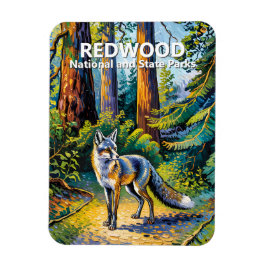 Imán Redwood National Park Van Gogh Forest Fox Custom