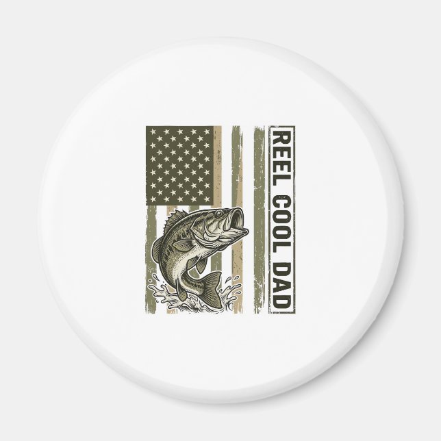 Imán Reel Cool Dad Bass Fishing Flag Vector Design_1 (Frente)