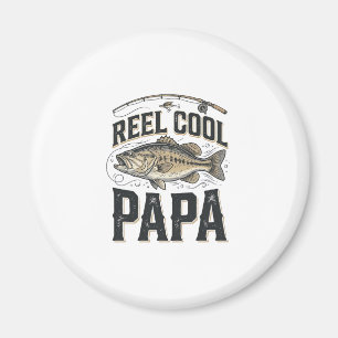 Imán Reel Cool Papa Diseño Vectorial de Pesca Vintage_1