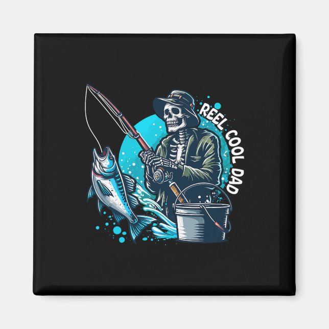 Imán Reel Guay Dad Funny Skeleton pescando papá (Frente)
