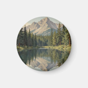 Imán Reflejo del lago en la montaña majestuosa