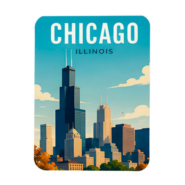 Imán Reflejos del horizonte de Chicago (Vertical)