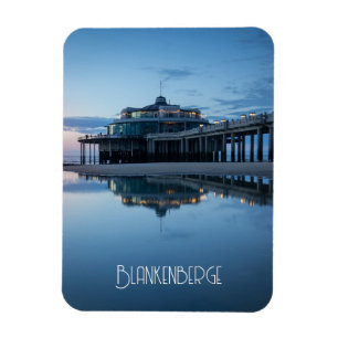 Imán Reflejos del muelle de Blankenberge en la hora azu