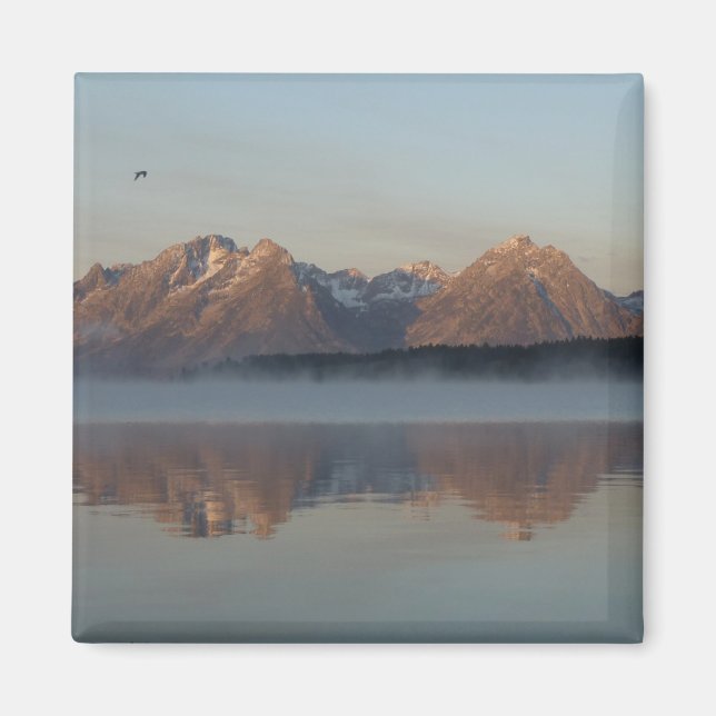 Imán Reflexión sobre la represa de Jackson Lake en el p (Frente)