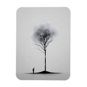 Imán Reflexión solitaria Minimalista en blanco y negro