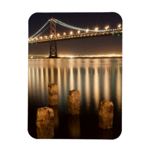 Imán Reflexiones de la noche del puente de la bahía de