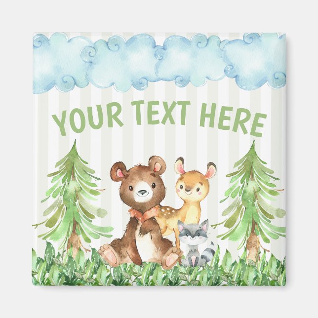 Imán refrigerador de animales de Woodland (Frente)