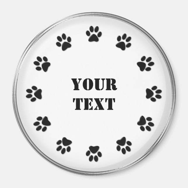 imán refrigerador de Black-White Paws (Frente)