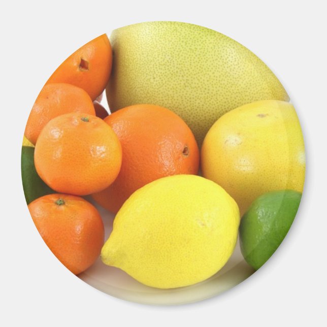 Imán Refrigerador de frutas, Naranjas, limón y melón (Frente)