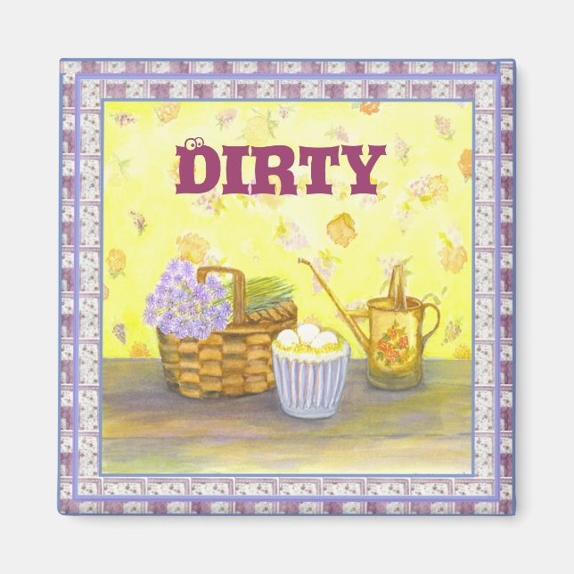 Imán Refrigerador de lavavajillas #2 "Sucio" en huevos  (Frente)