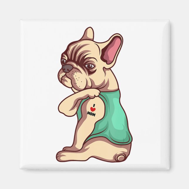 Imán Refrigerador de rostro de Bulldog francés (Frente)