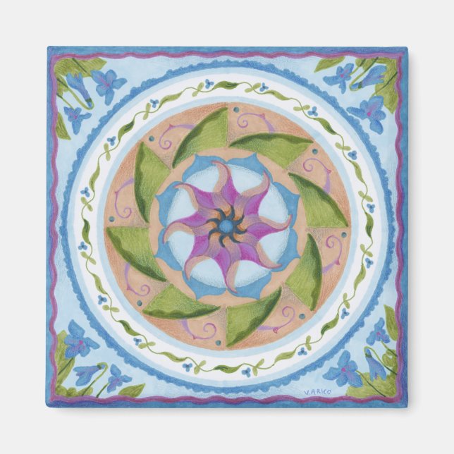 Imán Refrigerador de Violetas Azules (Frente)