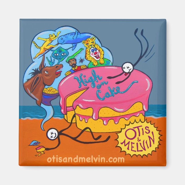 imán refrigerador - Otis & Melvin, alto en pastel (Frente)