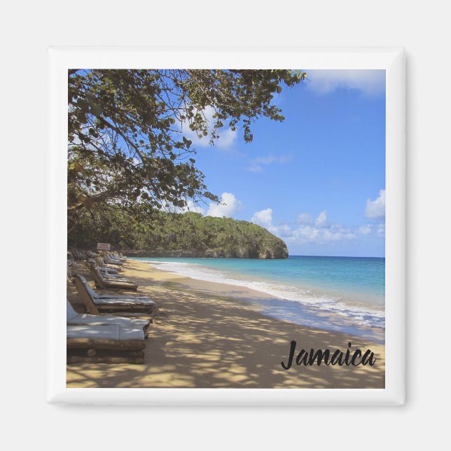 imán refrigerador; recuerdo de playa de Jamaica (Frente)