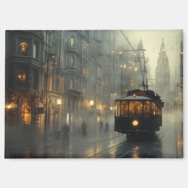 Imán Refrigerador Vintage Foggy Streetcar Magnet (Anverso)