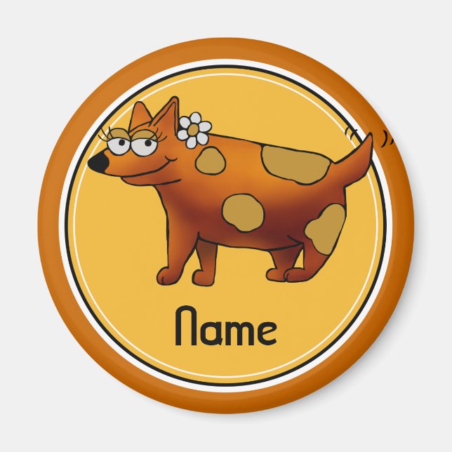 Imán Refrigerator Magnet, Name Template, Cute Dog (Frente)