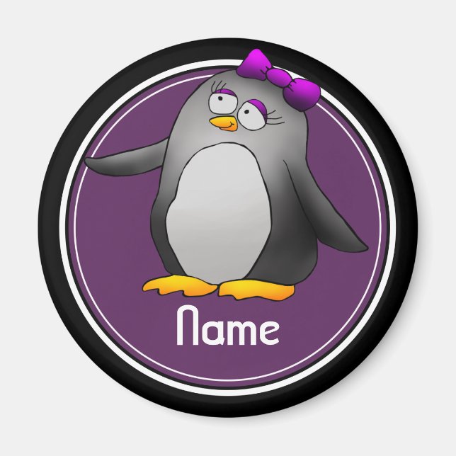 Imán Refrigerator Magnet, Name Template, Cute Penguin (Frente)