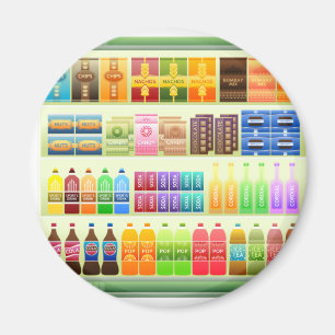 Imán refrigerios de productos de la plataforma de super