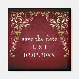 Imán regal rojo rústico salven los imanes de fecha