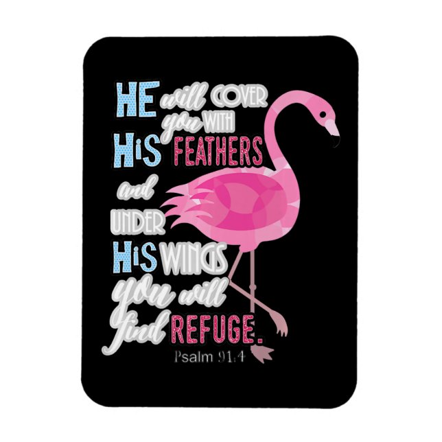 Imán Regalo cristiano Flamingo, Salmo 91 Biblia Verse (Vertical)