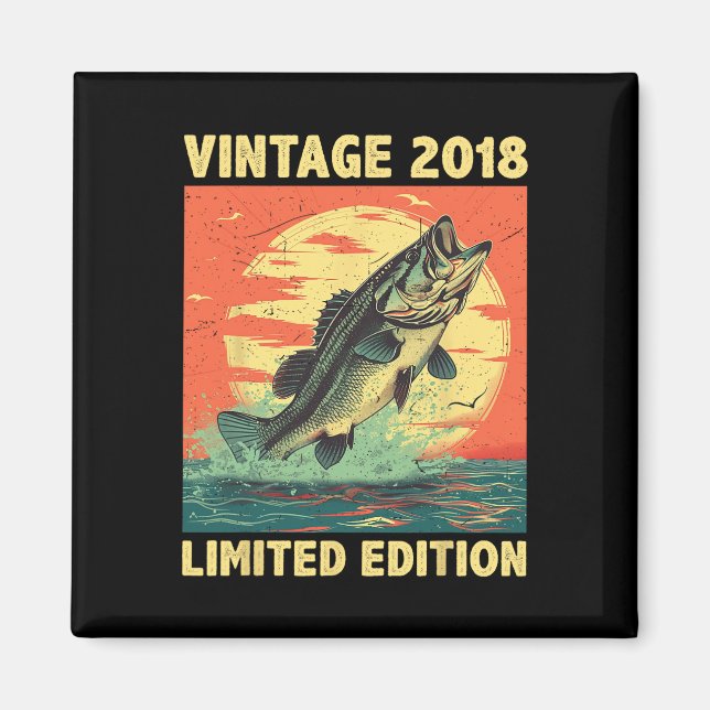 Imán Regalo de 6 años 2018 Pescador Pescador 6th B (Frente)